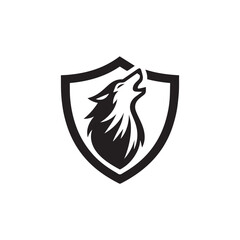 black wolf head inside a blue shield logo emblem.