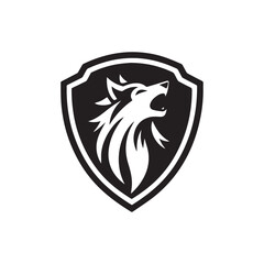 black wolf head inside a blue shield logo emblem.