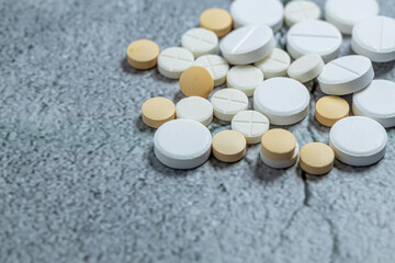 Variety of medicines and drugs.Medicine and healthcare concept.Variety of medicines and drugs.Medicine and healthcare concept.Pill for the prescription and treatment various diseases chemistry