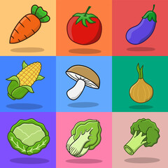 Cartoon Fresh Vegetable Set Collection