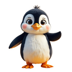 Obraz premium Cartoon penguin character, whose design is beautiful and colorful transparent 