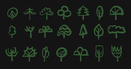 A hand-drawn sketch of a nature tree in abstract doodle style showcases artistic illustration with decorative botanic details, blending minimalist line art into a unique and creative design.