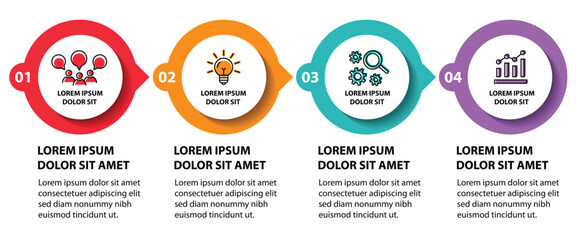 Naklejka premium Infographic template with icons and 4 options or 4 steps. Can be used for workflow layout, diagram, timeline, banner, webdesign, business report, presentation. Vector illustration.