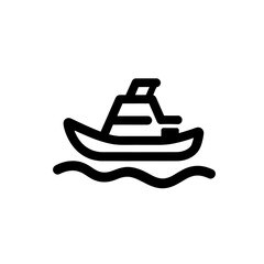 simple and modern illustration of boat on water, conveying sense of calm and adventure. This design can be used for various nautical themes or maritime related projects