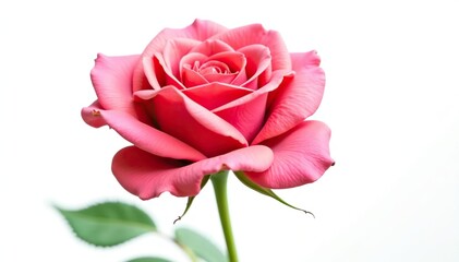 Obraz premium Vibrant red rose flower isolated on white background, symbol of love and passion, petals, gift