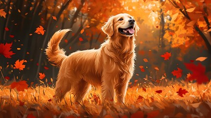 Golden Retriever in Autumn Forest (7)