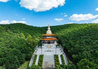 Landscape of Jade Buddha Garden in Liudingshan Cultural Tourism area, Dunhua, Jilin Province	