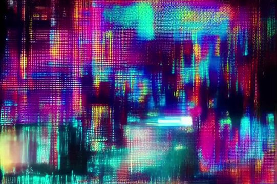 "Cyber Glitch Pixel Distortion | VHS Retro Glitch Effect | Digital Screen Malfunction Loop Animation