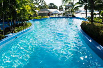 Water pool for people playing and swimming at water park