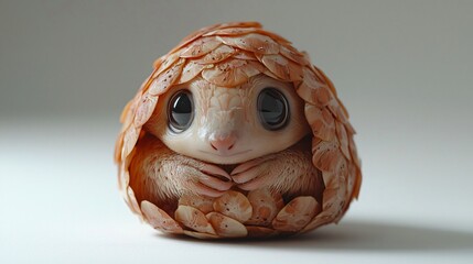 Enchanting Pangolin Cub Adorable Creature with Unique Armor Cute Baby Animal Lovely Scale.