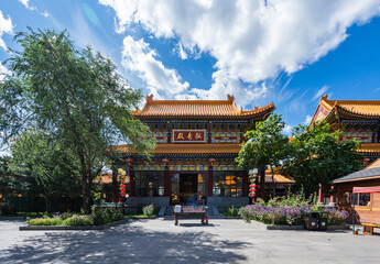 Naklejka premium Landscape of Zhengjue Temple, Liudingshan cultural tourism area, Dunhua, Jilin Province 