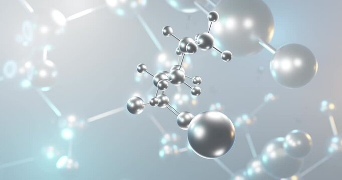 Potassium amyl xanthate rotating 3d molecule, molecular structure of flotation agent, seamless video