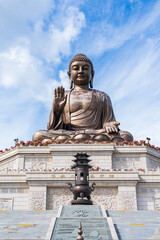 Fototapeta premium Jinding Giant Buddha landscape in Jilin Dunhua Liudingshan Cultural Tourism area 