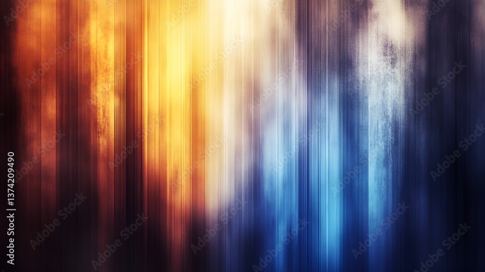 Poster a vibrant abstract image featuring vertical streaks of orange, blue, and dark tones, creating a dyna