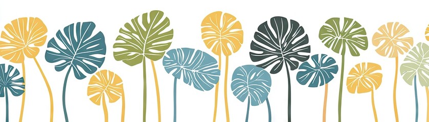 Obraz premium Tropical leaves border, white background, nature design, website banner (1)