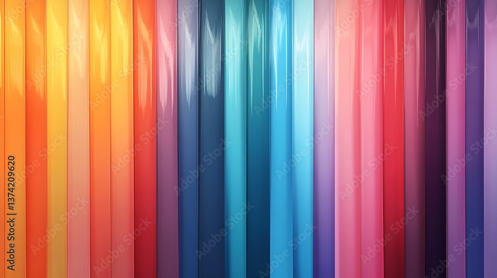 Aufkleber a vibrant array of glossy colored sheets arranged vertically, showcasing a spectrum from warm hues t