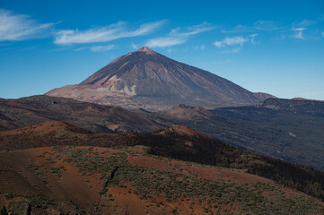 Aerial view at the Teide volcano in Tenerife.