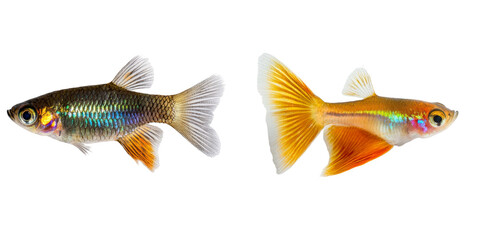 Fototapeta premium Colorful Tropical Fish with Bright Fins Swimming in Clear Water