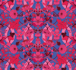 Vintage seamless floral pattern in damask style. For textiles, wallpaper, packaging.