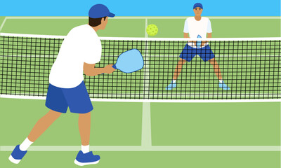 Pickleball players enjoying a friendly match on the court