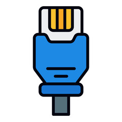 Obraz premium Ethernet Icon. Network cable connection symbol. High-speed internet and data transfer sign - stock vector. Filled Line Icon