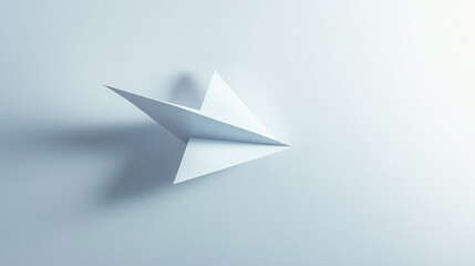 Naklejka premium Paper airplane hovering in an empty white space