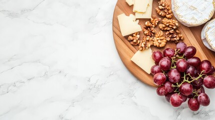 Gourmet Cheese Board with Grapes and Nuts 
