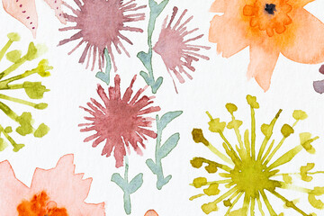 Watercolor floral background with flowers