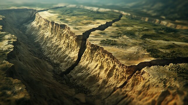 Ground shaking violently as a thrust fault pushes land upward 