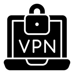 Virtual Private Network Icon. VPN security connection symbol. Cybersecurity and online privacy sign - stock vector. Glyph Icon