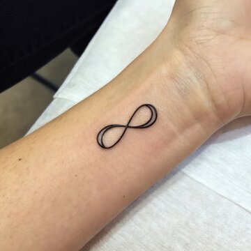 Small Infinity Tattoo: Simple and Timeless-A minimalist infinity tattoo representing eternal love and infinite possibilities.	