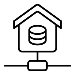 Data Warehouse Icon. Big data storage symbol. Enterprise analytics and cloud computing sign - stock vector. Outline Icon