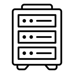 Server Rack Icon. Data storage unit symbol. Cloud computing and IT infrastructure sign - stock vector. Outline Icon