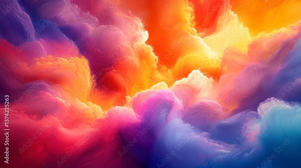 Aufkleber abstract background featuring a colorful explosion of clouds in shades of orange pink purple and blu