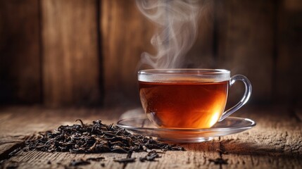 Steam rises from a freshly brewed cup of tea. The aroma fills the air. Enjoy a moment of warmth and tranquility. Experience the essence of relaxation. Generative AI