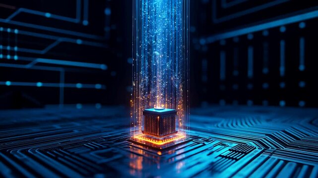 Quantum Processor With Data Stream on Motherboard: A Visualization of Artificial Intelligence, Data Processing, and Quantum Computing