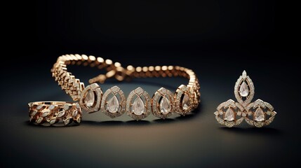 A photo of a diamond-studded jewelry set.