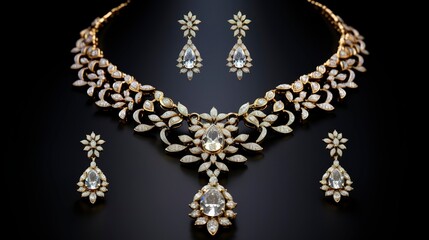 A photo of a diamond-studded jewelry set.