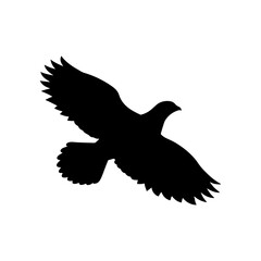 Flying arctic grouse silhouette vector flat illustration design.