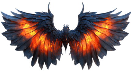 Heavenly Inferno: A breathtaking display of stylized wings, showcasing a dynamic blend of darkness and radiant, fiery light, symbolizing power and transformation.