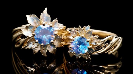 A photo of a floral diamond and opal set.