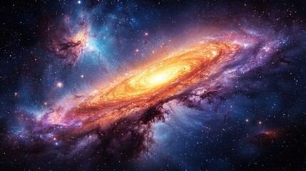 Fototapeta premium A beautiful spiral galaxy displaying vibrant colors and luminous stars