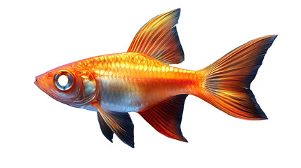 Obraz premium Golden Fish: This vibrant golden fish gracefully swims through an unseen aquatic realm, its scales shimmering. This photorealistic image captures the underwater serenity.