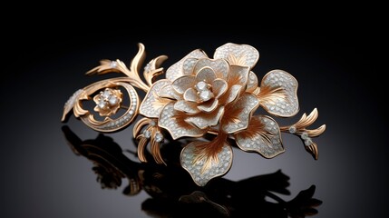 A photo of a floral diamond brooch.