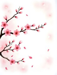 Fototapeta premium Minimalist Cherry Blossom Watercolor - Soft Pink Floral Art