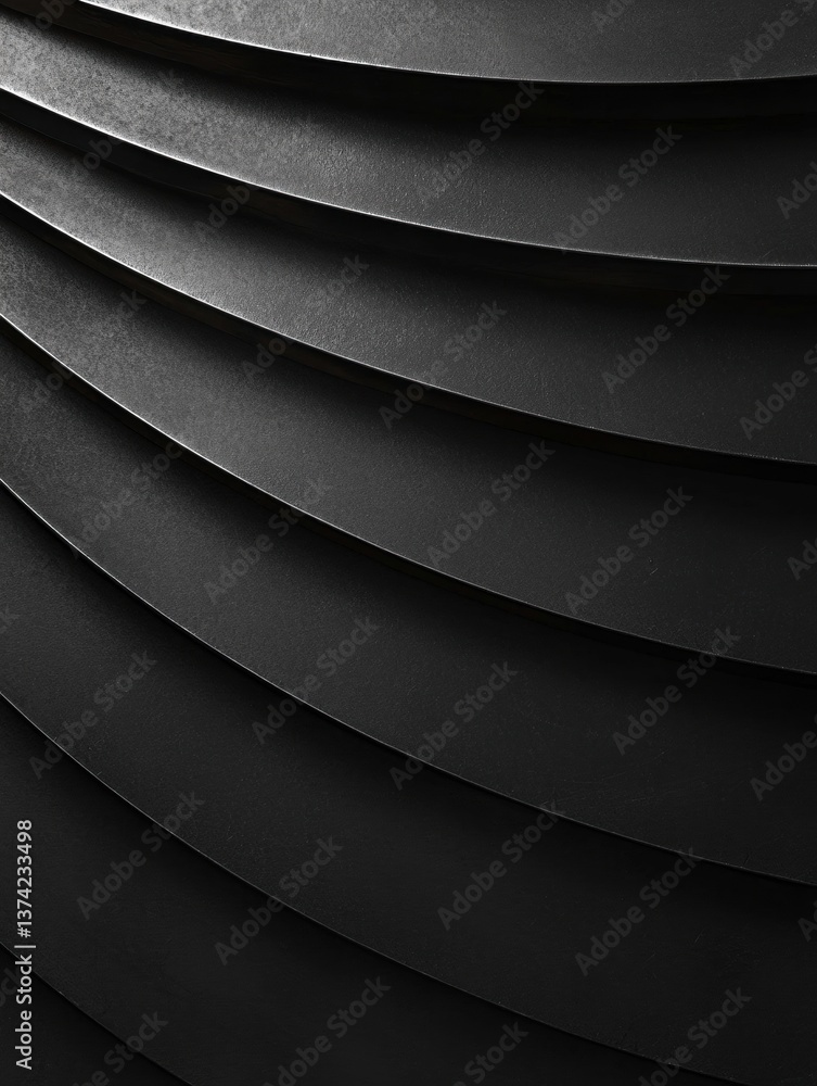 Aufkleber close-up of a black surface with multiple curved lines. the lines are arranged in a diagonal pattern
