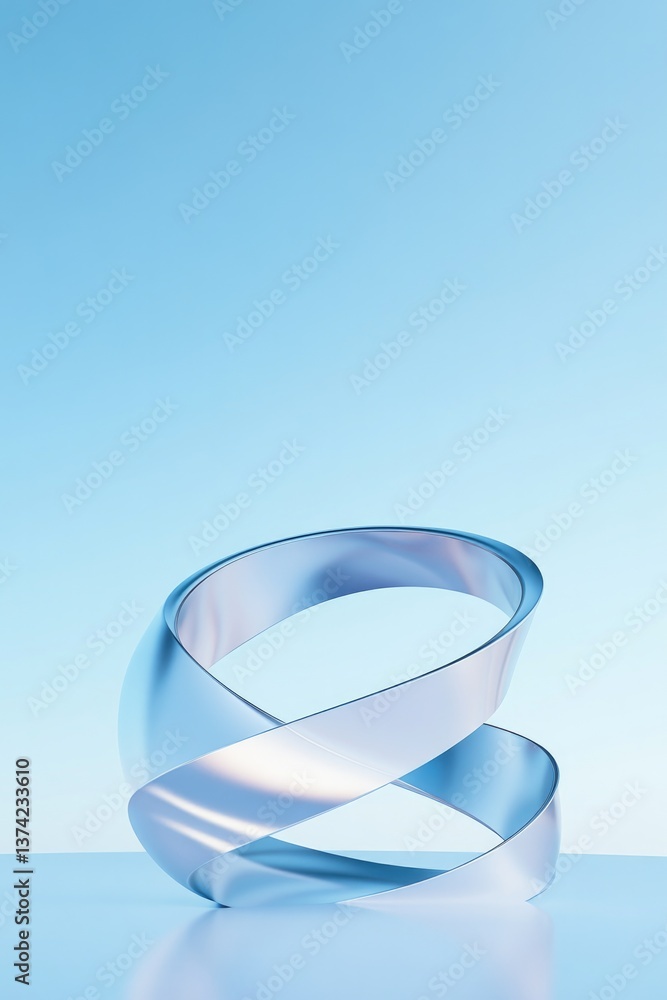 Poster mesmerizing abstract design showcasing intertwined spirals and rotations presented on simple plain background