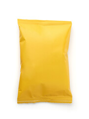 Top view of blank yellow foil snack package