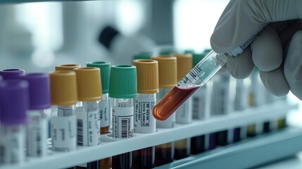 Healthy Clinical Trials Laboratory technician handling blood samples.