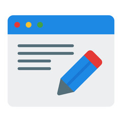 Blog Icon. Online article symbol. Content writing and digital marketing sign - stock vector. Flat Icon